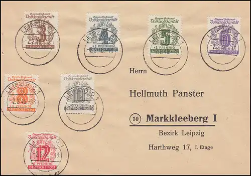 138-144 Solidaritarisme populaire 7 valeurs sur lettre LEIPZIG C1 2.22.46 vers Markkleeberg