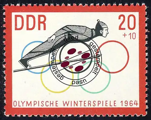 1002 Olymp. Winterspiele Flugphase 20 Pf O gestempelt