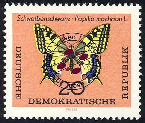 1006 Schmetterlinge Schwalbenschwanz 20 Pf O