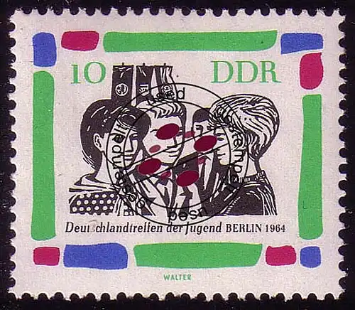 1022 Deutschlandtreffen der Jugend 10 Pf O gestempelt