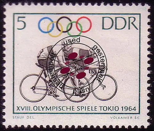 1033 Olymp. Sommerspiele Radrennen 5 Pf O gestempelt