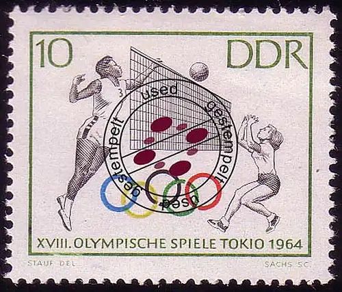 1034 Olympe. Jeux d'été Volleyball 10 Pf O Tamponné