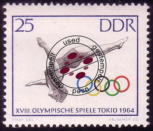 1036 Jeux olympiques d'été saut d 'eau 25 Pf O Tamponné