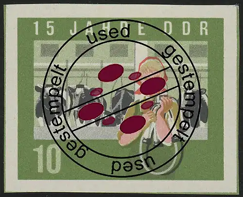 1060B DDR Melkerin 10 Pf, UNGEZÄHNT, O gestempelt