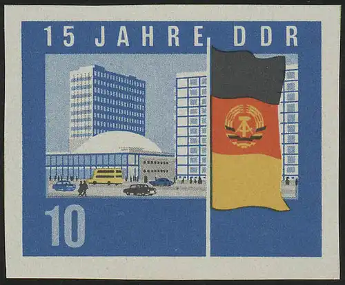 1063B DDR Berlin Nouvelles constructions 10 Pf, UNGEZÄHNT, sans Gmmi