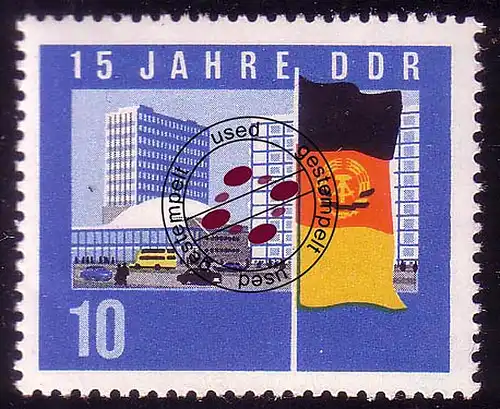 1063A DDR Berlin Nouvelles constructions 10 Pf, dents, O tamponné