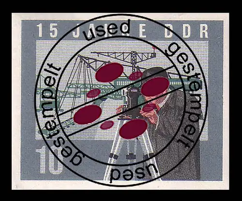 1068B DDR à ciel ouvert/Mesure 10 Pf, LUNGEZÄHNT, O Tamponné