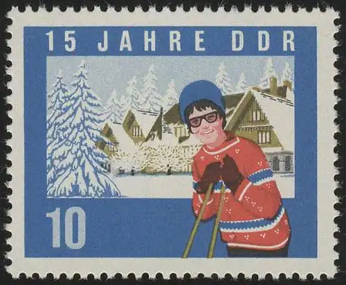 1069A DDR Winterurlauberin 10 Pf, gezähnt, **