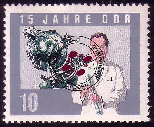 1070A DDR Scientifique 10 Pf, dents, O Tamponné