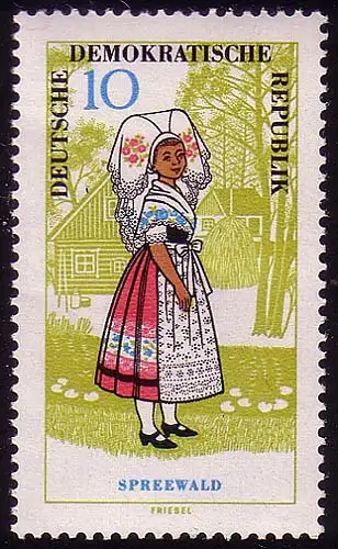 1076 Volkstrachten Spreewald 10 Pf Frau, ** postfrisch