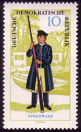 1077 Volkstrachten Spreewald 10 Pf Mann, ** postfrisch