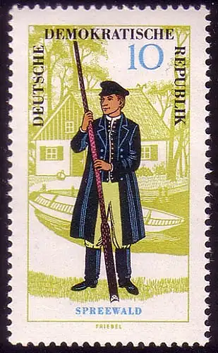 1077 Volkstrachten Spreewald 10 Pf Mann, ** postfrisch