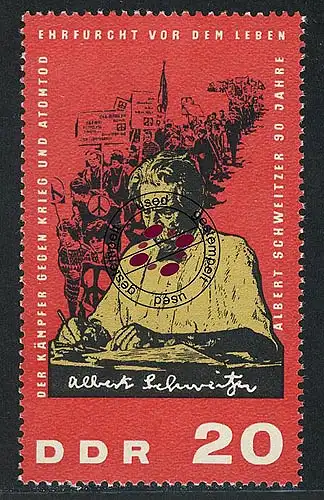 1085 Albert Schweitzer 20 Pf O Tamponné