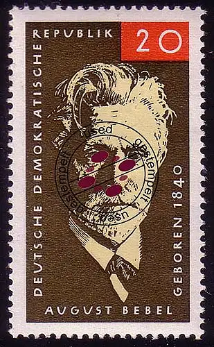 1089 Août Bebel 20 Pf O Tamponné