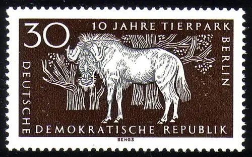 1095 Tierpark Berlin Weißbange-Gnu 30 Pf **
