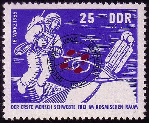 1099 vaisseau spatial Woshod 2, 25 Pf O tamponné