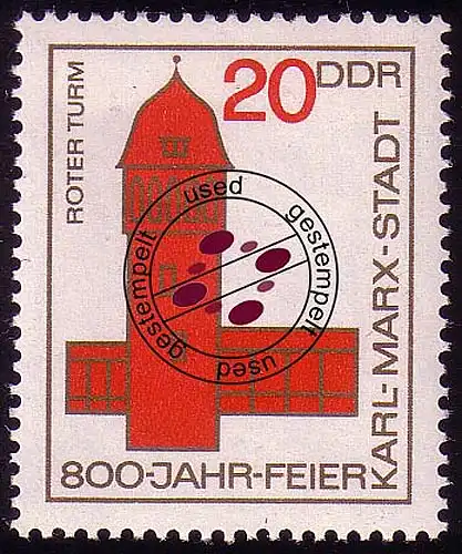 1118 800 Jahre Chemnitz Roter Turm 20 Pf O gestempelt