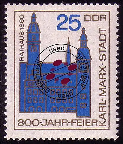 1119 800 Jahre Chemnitz Rathaus 25 Pf O gestempelt