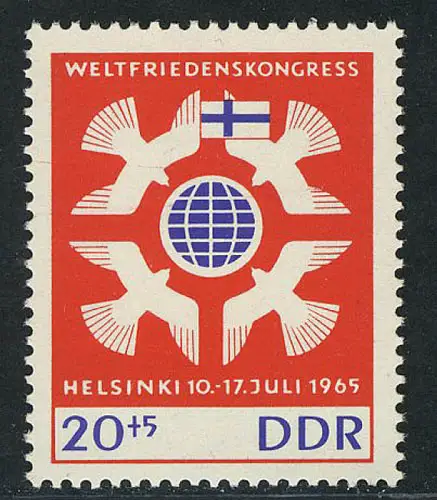 1123 Weltfriedenskongress Flagge 20+5 Pf, postfrisch **