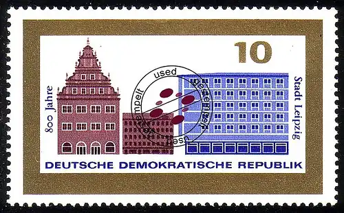 1126 800 ans Leipzig Vieille balance 10 Pf O Tamponné