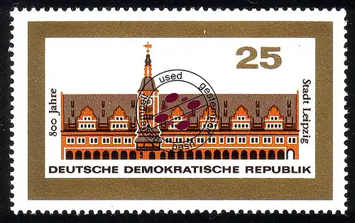 1127 800 Jahre Leipzig Altes Rathaus 25 Pf O gestempelt