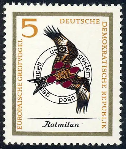 1147 Europ. oiseaux rapaces milan rouge 5 Pf O Tamponné