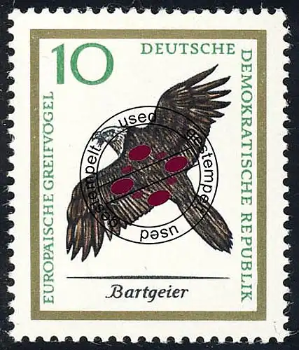 1148 Europ. Oiseau de proie Barbe/Gainette 10 Pf O Tamponné