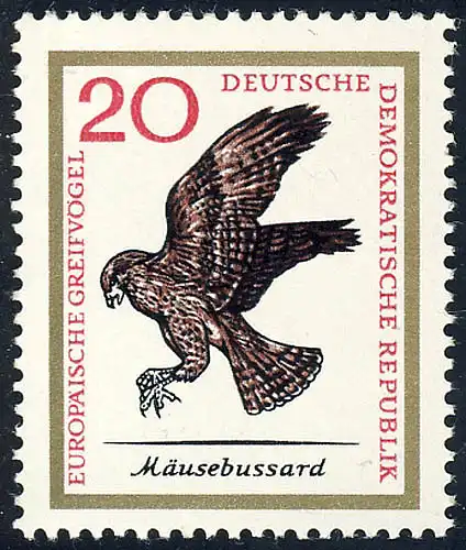 1149 Europ. Greifvögel Mäusebussard 20 Pf **