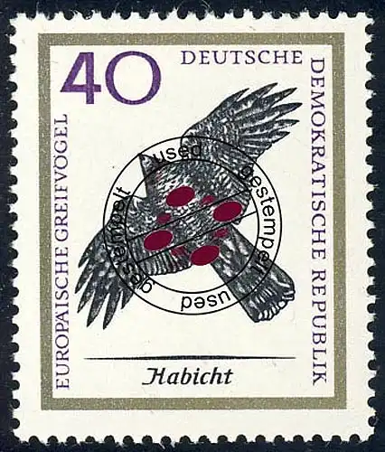 1151 Europ. oiseaux rapaces 40 Pf O Tamponné