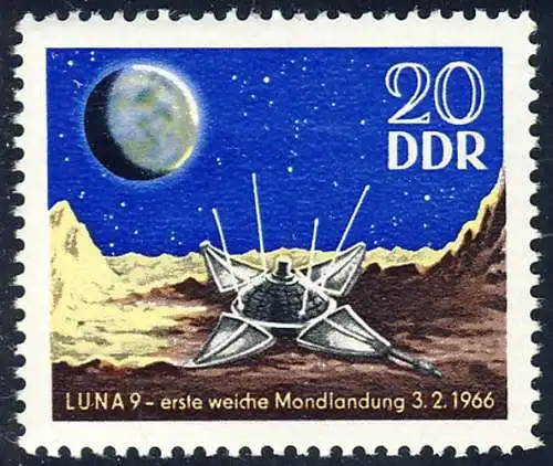 1168 atterrissage lunaire Luna 9 20 Pf ** post-fraîchissement