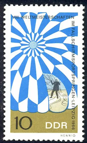 1193 WM Fallschirmspringen Einzelsprung 10 Pf **