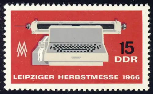 1205 Leipziger Messe Automne Machine à écrire 15 Pf **