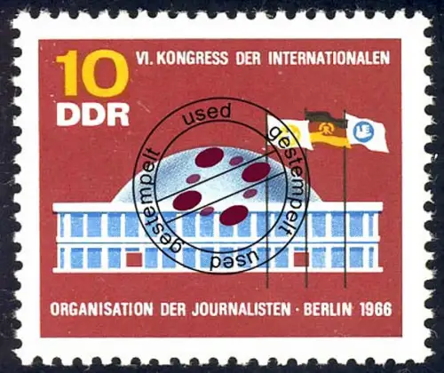 1212 Kongress OIJ Kongresshalle 10 Pf, gestempelt O