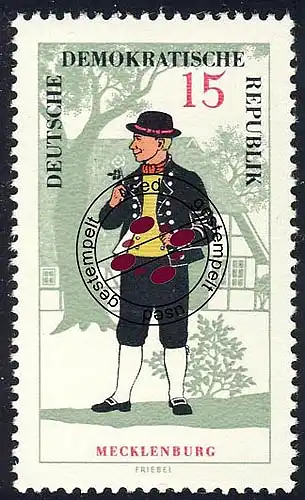 1217 Volkstrachten Mecklenburg 15 Pf O gestempelt