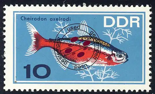 1222 Poissons d'ornement Neon rouge 10 Pf O Tamponné
