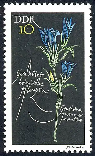 1242 Heimische Pflanzen Lungenenzian 10 Pf ** postfrisch