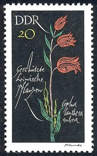 1243 Heimische Pflanzen Rotes Waldvögelein 20 Pf ** postfrisch