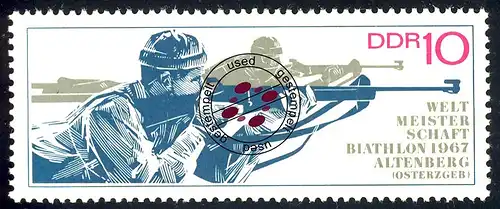 1251 Biathlon-WM Liegend-Schießen 10 Pf O gestempelt