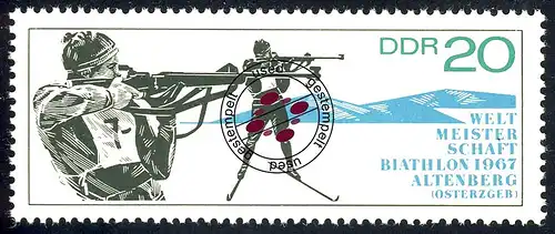 1252 Biathlon-WM Stehend-Schießen 20 Pf O gestempelt