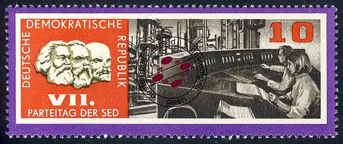 1258 Parteitag SED Chemieanlage 10 Pf O gestempelt