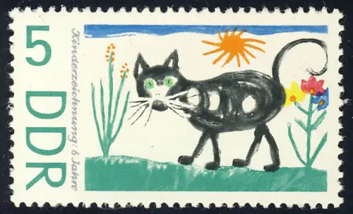 1280 Kinderzeichnungen Kater 5 Pf ** postfrisch