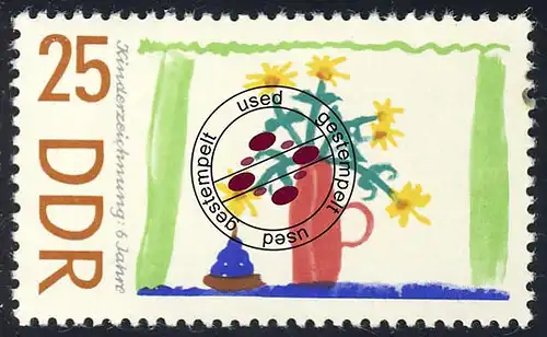 1284 Kinderzeichnungen Blumenstrauß 25 Pf O gestempelt