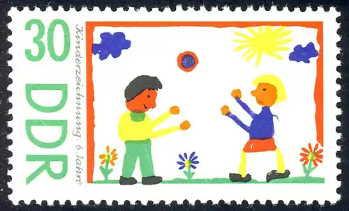 1285 Kinderzeichnungen Spielende Kinder 30 Pf ** postfrisch