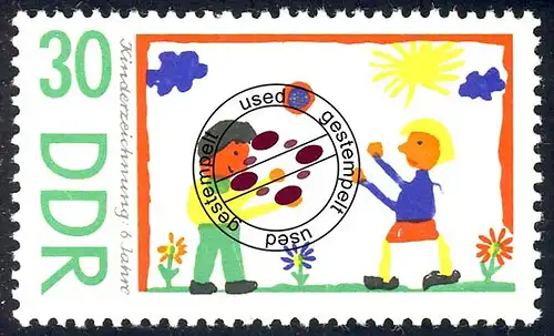 1285 Dessins pour enfants Jouant Enfants 30 Pf O Tamponné