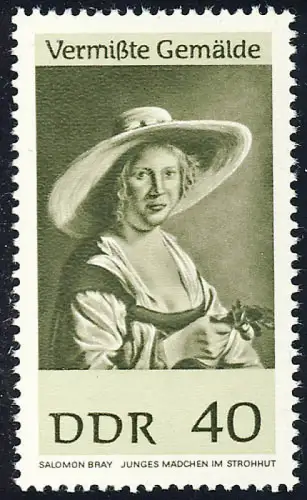 1290 Peintures manquantes Fille avec chapeau de paille 40 Pf **