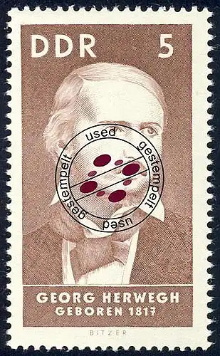1293 Personnalités Herwegh 5 Pf O Tamponné