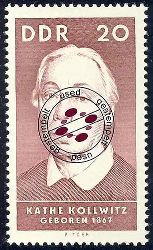 1295 Personnalités Kollwitz 20 Pf O Tamponné