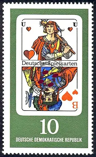 1299 Deutsche Spielkarten Herz-Bube 10 Pf O gestempelt