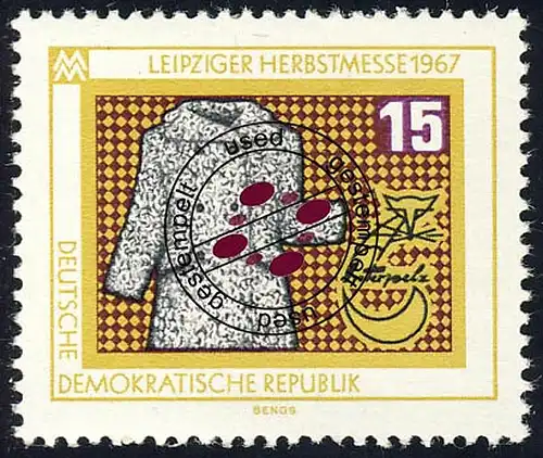 1307 Leipziger Messe d'automne manteau de fourrure 15 Pf O tamponné