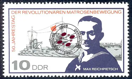 1308 Mouvement de marin Reichpietsch 10 Pf O Tamponné